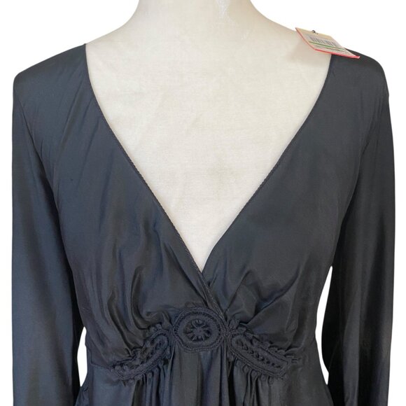 Studio M black long sleeve v-neck blouse silk and viscose women's size L - Picture 5 of 9